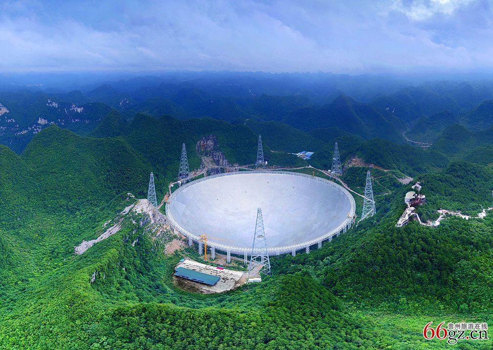 国家天文台贵州平塘fast项目世界第一天眼--用于建设完工鸟瞰贵州
